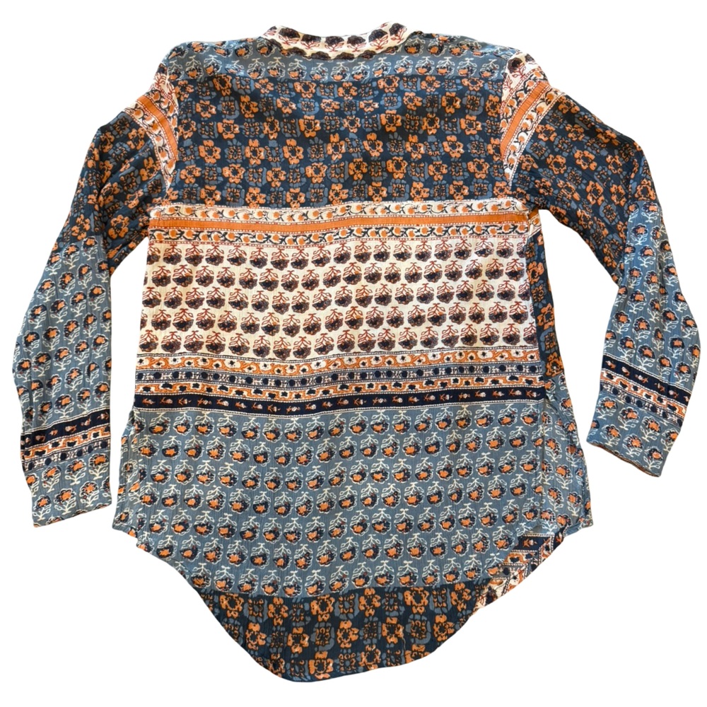 Free People XS Boho Patchwork Button Front Blouse - image 4